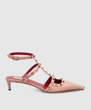 Розовые кожаные босоножки Rockstud