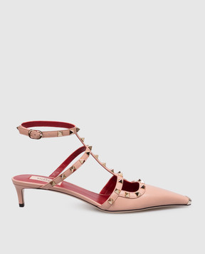 Valentino Розовые кожаные босоножки Rockstud 9W2S0PV0WZD