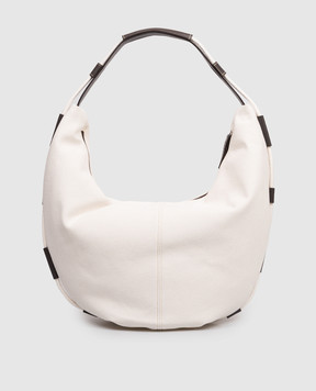 Peserico Сумка-хобо цвета айвори с акцентным окантованием S38383C0CC832