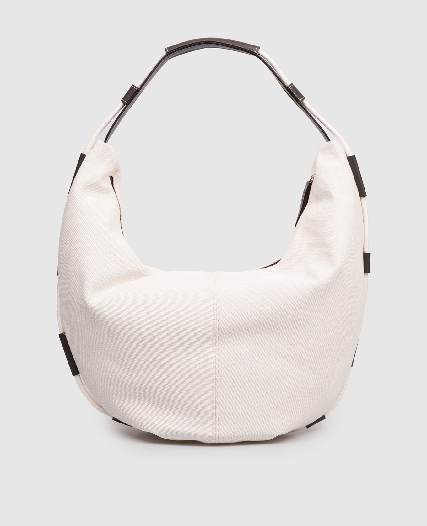 

Сумка-хобо цвета айвори с акцентным окантованием, Бежевый, Сумки на плечо