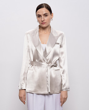 Peserico Бежевый двубортный жакет с поясом E01220A01514