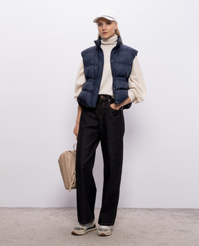 Brunello Cucinelli Синій пуховий жилет з ланцюжком моніль MD5987612P