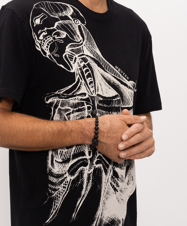 Alexander McQueen Черный эластичный браслет Skull 858374J68AA изображение 2