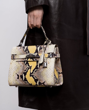 Gianni Notaro Кожаная сумка-сетчел с тиснением под кожу рептилии 099PITSTAMPNIKEL