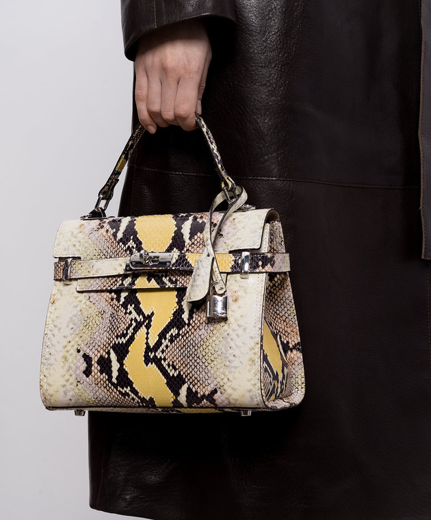 Gianni Notaro Кожаная сумка-сетчел с тиснением под кожу рептилии 099PITSTAMPNIKEL изображение 2