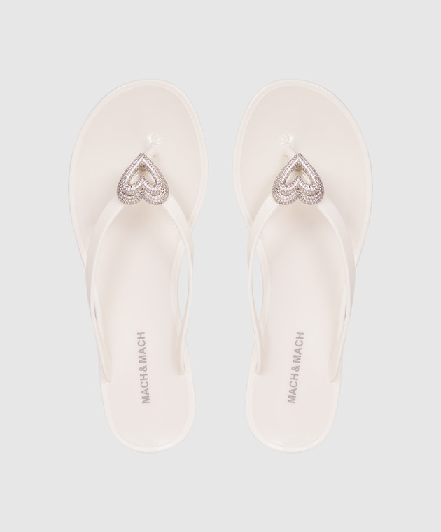 Mach&Mach Белые шлепанцы Double Heart S088805GUM изображение 4