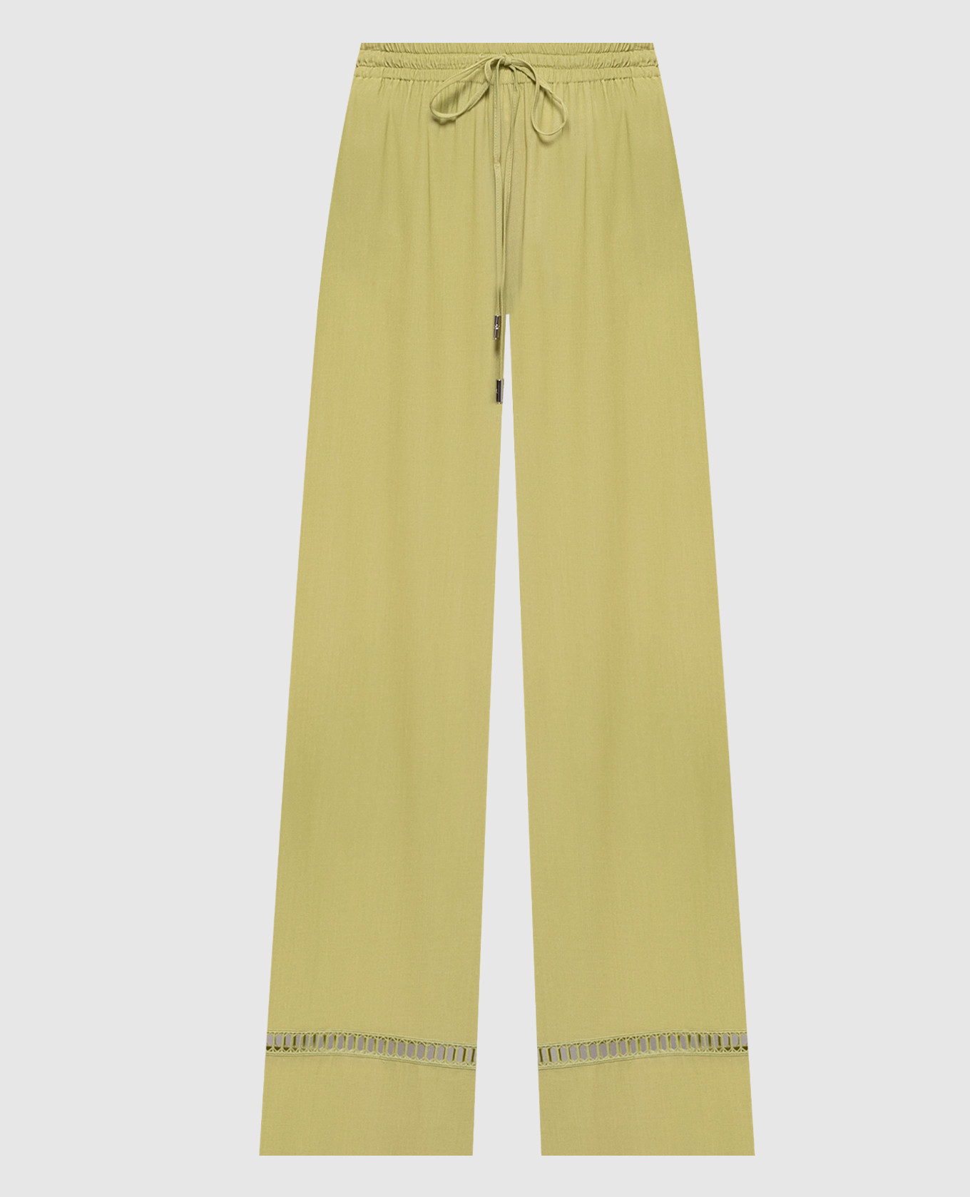 Зеленые брюки с ажурной вышивкой