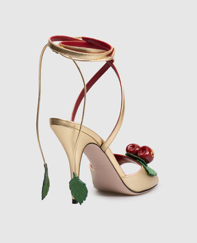 Valentino Золотисті шкіряні босоніжки з аплікацією 8W2S0NY2ITE