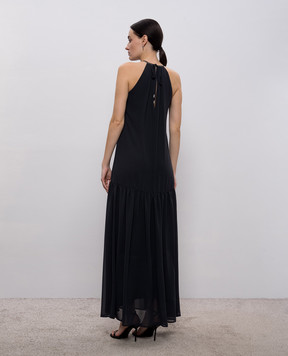 Peserico Чорна сукня максі з ланцжком моніль A0205807309