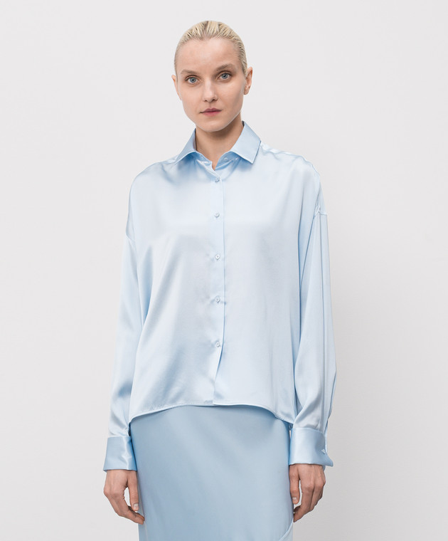 Ermanno Scervino Голубая блузка из шелка D482K772NXE изображение 3