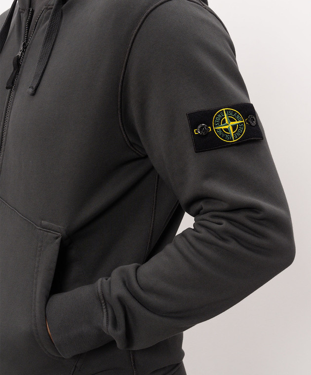 Stone Island Сіра спортивна куртка з патчем логотипа L2S156100061S0051 зображення 5