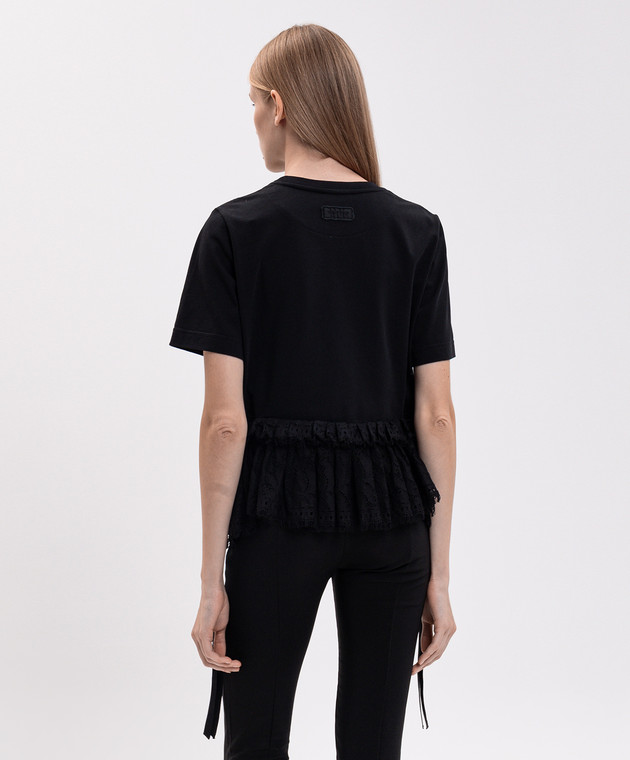Alexander McQueen Черная футболка с баской A000L5QLAEZ изображение 4