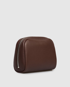 Brunello Cucinelli Коричневий шкіряний несесер з тисненням логотипа MWZNBU430