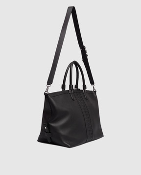 Serapian Черная кожаная дорожная сумка с логотипом SRCMOMTR707545C001