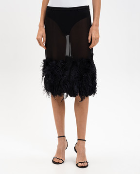 The Attico Черная юбка с перьями страуса 260WCS00264PAA085RA