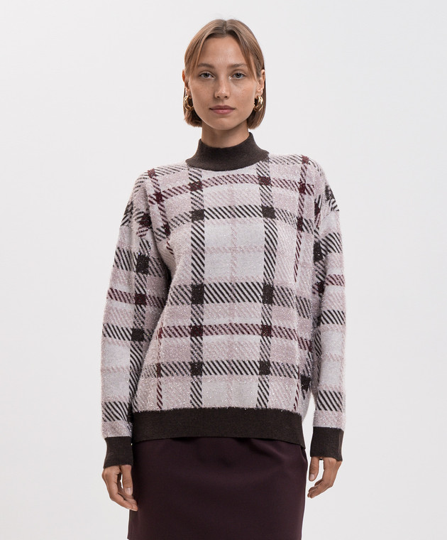Twinset Розовый свитер в клетку 262LI3UAA изображение 3