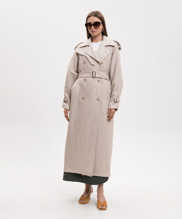 Max Mara Бежевий тренч MXSPEDAGGI з льону MXSPEDAGGI зображення 3