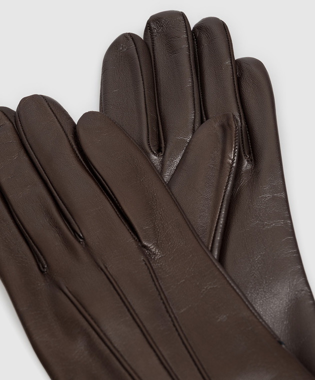 Sermoneta Gloves Коричневі шкіряні рукавички B27TOUCH зображення 3