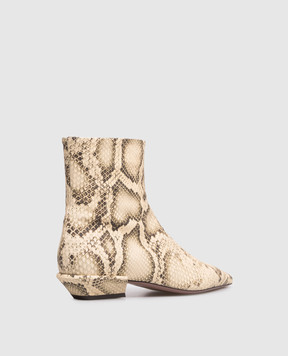 Paris Texas Бежевые кожаные казаки BETTINA с тиснением под кожу рептилии PX1561XPTML