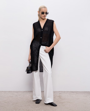 Intoca Черный удлиненный жилет из льна 261LILLVEL0103