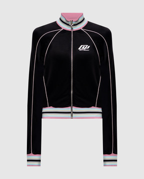 Off-White Черная спортивная куртка с акцентными манжетами 2BD00BS26JER001