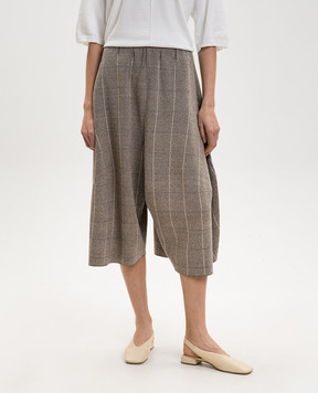 BOBOUTIC Бежеві бермуди із шовку в клітинку 5064