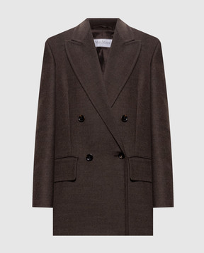 Max Mara Коричневый двубортный жакет PULVINO из шерсти MXSPULVINO