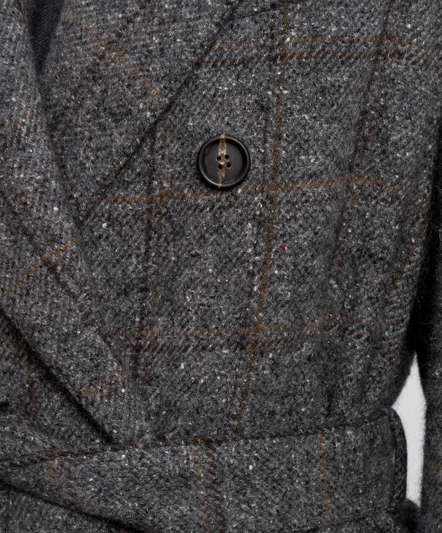 Brunello Cucinelli Сіре пальто на запах в клітинку MG5729937 зображення 5