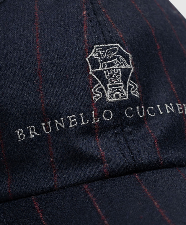 Brunello Cucinelli Синяя кепка из шерсти в полоску MV4419850 изображение 4
