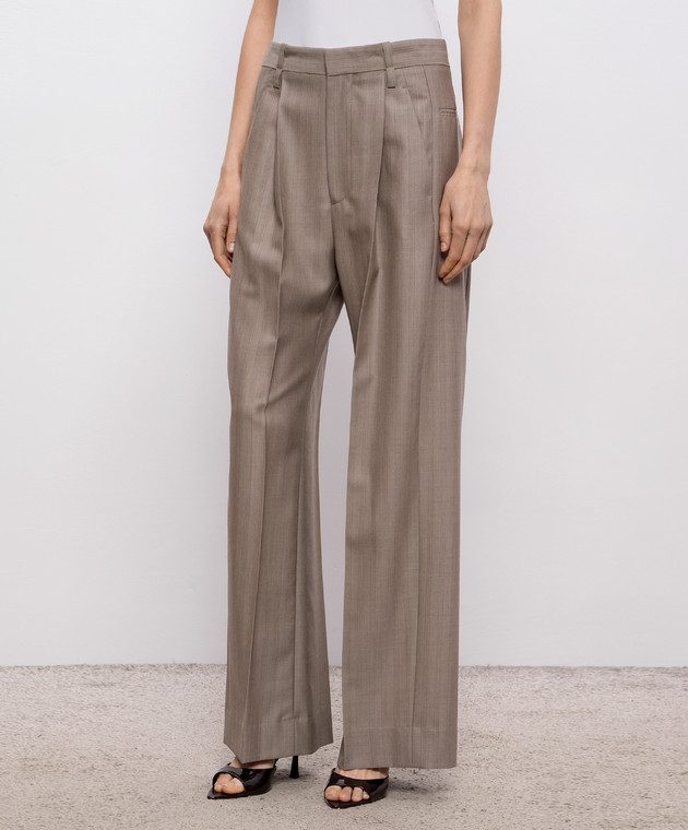 Victoria Beckham Коричневые брюки из шерсти 1226WTR007113A изображение 3