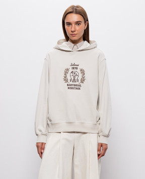 Brunello Cucinelli худи цвета айвори с вышивкой MN05NB2X09