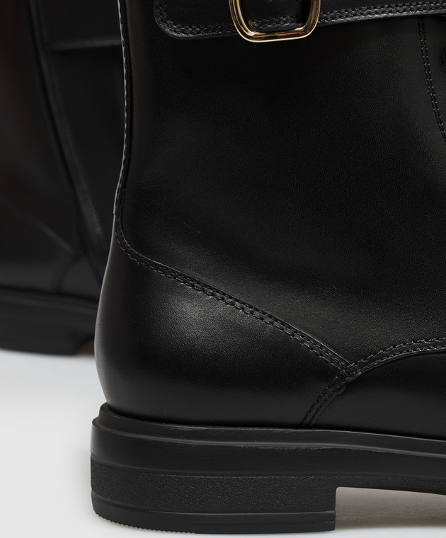 Santoni Чорні шкіряні черевики з ремінцями WTYW72409NERNDYL зображення 5