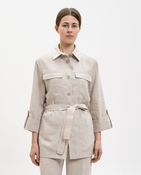 Peserico Бежевая рубашка из льна с поясом S01225A02629