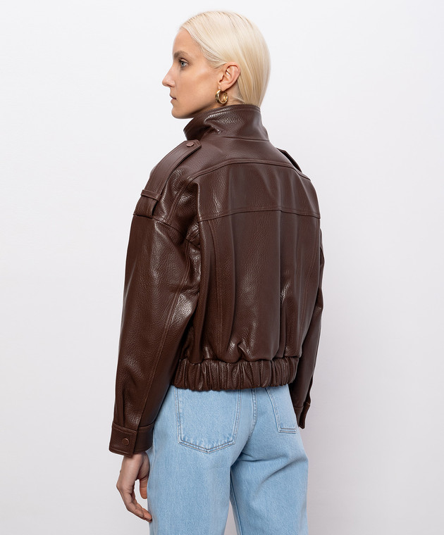 Babe Pay Pls Шкіряна коричнева куртка 2605ASTON зображення 4