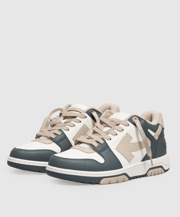 Off-White Серые кожаные кроссовки Out Of Office OF05726310 изображение 2