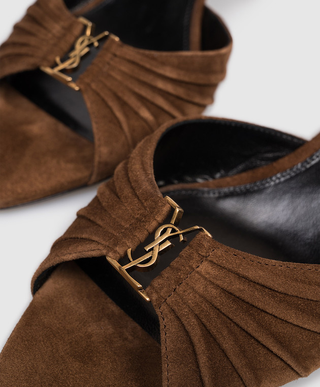 Saint Laurent Коричневі замшеві мюлі BABYLONE 86112127D00 зображення 5