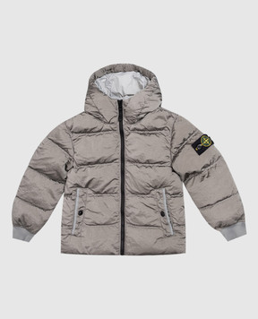 Stone Island Дитячий пуховик кольору хакі з патчем логотипа L2S164100006S001914