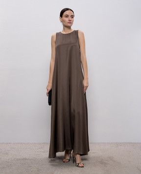 Peserico Коричнева сукня максі з ланцюжком моніль A0222706638