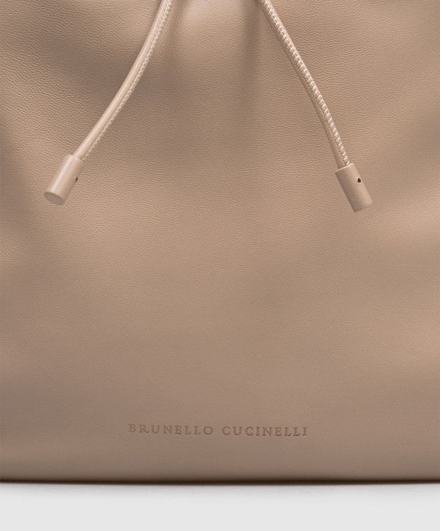 Brunello Cucinelli Бежевий шкіряний рюкзак Mellow city MBGPD2662 зображення 4