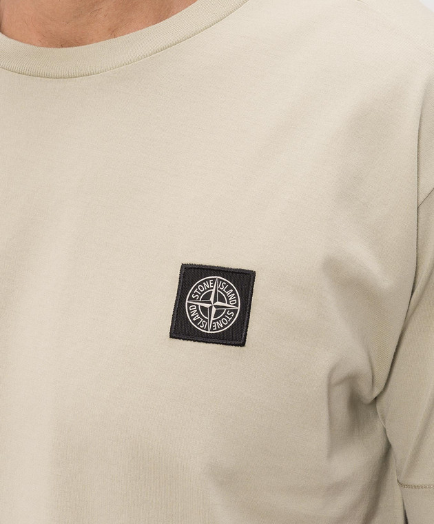 Stone Island Футболка кольору хакі з контрастною нашивкою логотипа L2S152100027S0013 зображення 5