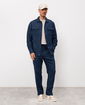 CAPOBIANCO Сині штани з льону 20M811LL00