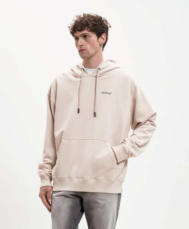 Off-White Бежеве худі з емблемою Half Arrow 44MBB085S26F00A зображення 3