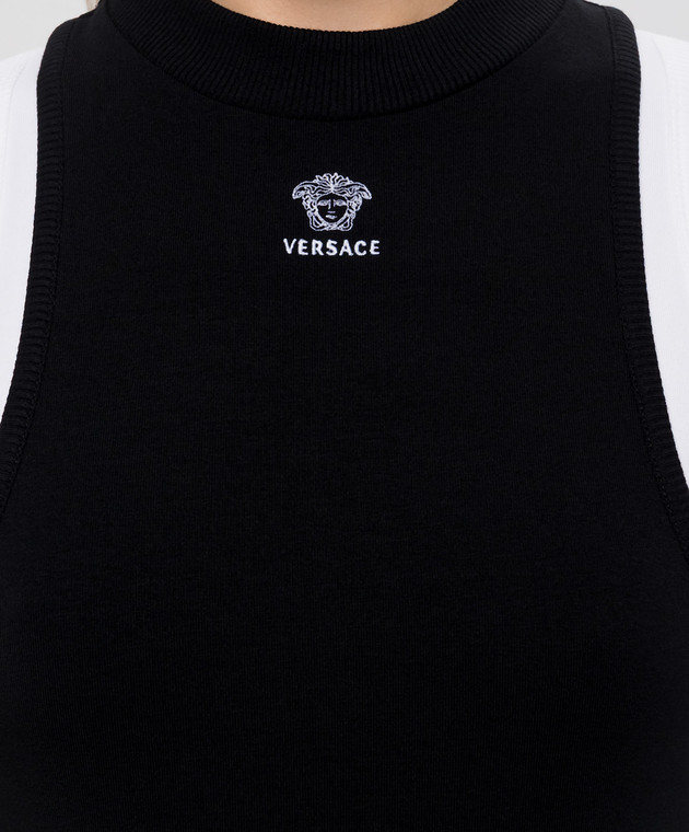 Versace Чорна майка з ефектом накладання шарів 10269431A18639 зображення 5