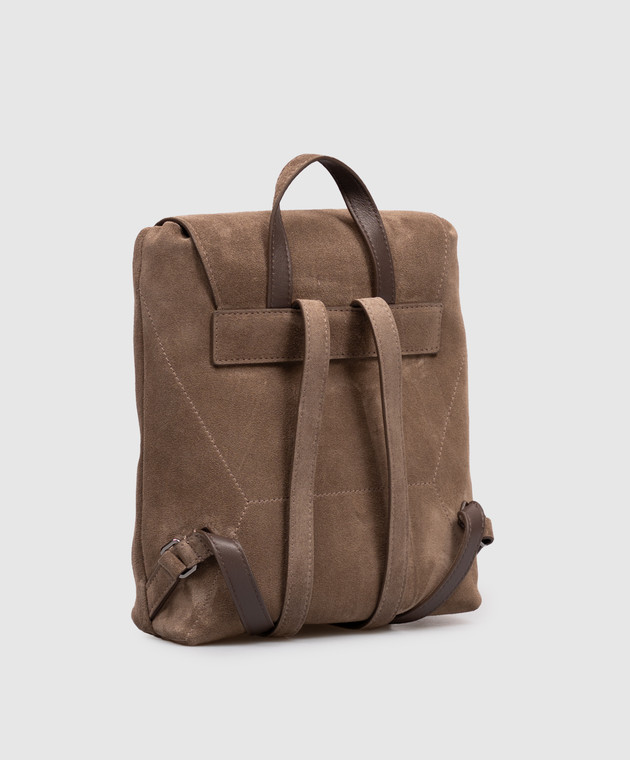 Brunello Cucinelli Замшевий коричневий рюкзак з тисненням логотипа MBDLB2826P зображення 3