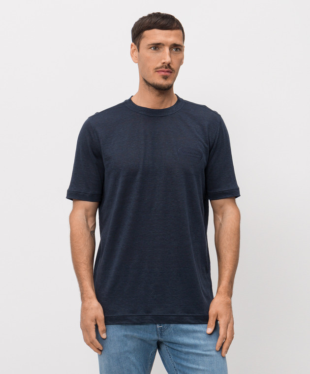 Stefano Ricci Синя футболка з льону K919071G10T26205 зображення 2