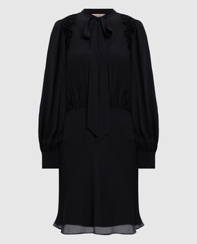 Twinset Черное платье с воротником-аскотом 262TT2460