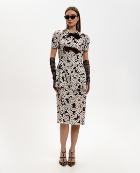 Valentino Белое платье из шелка в цветочный принт 8B3VAJ809WW