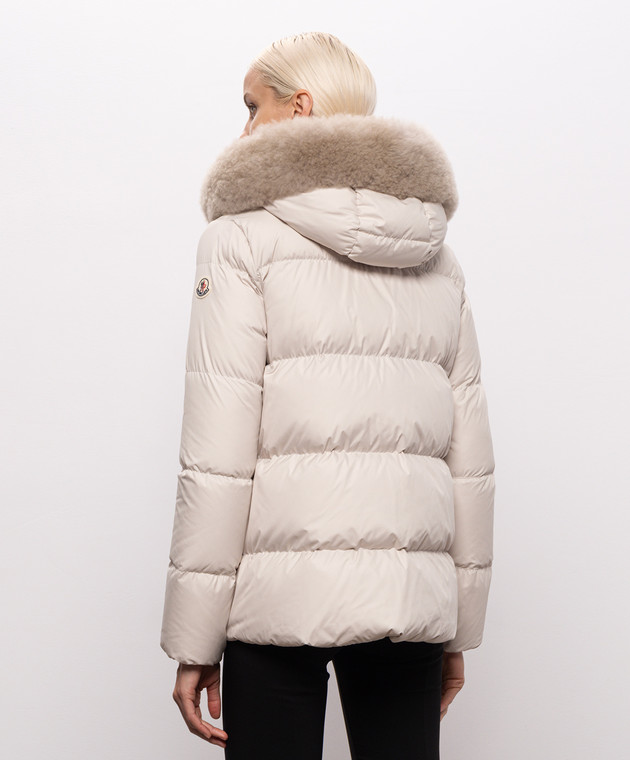 Moncler Бежевий пуховик Laichefur з хутром L20931A0016454AQE зображення 4