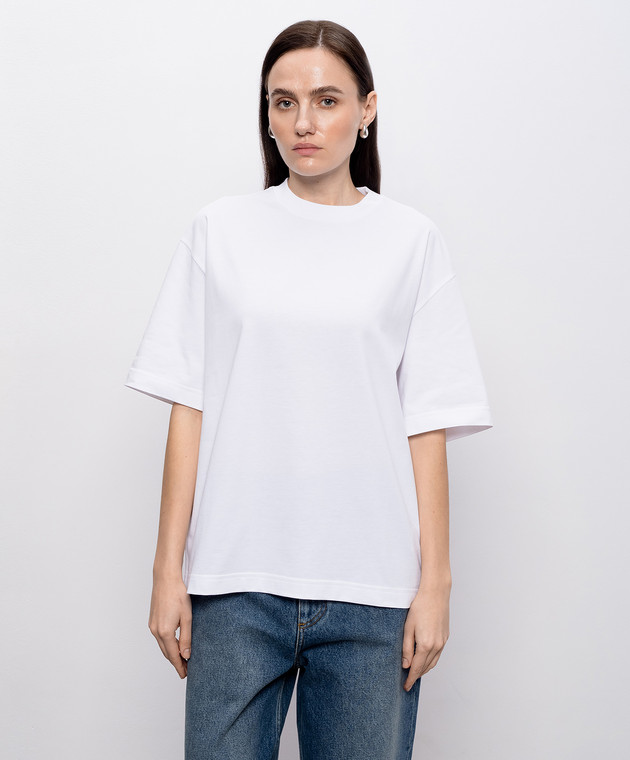 Bottega Veneta Белая футболка с вышивкой логотипа 868109V6GI0 изображение 3