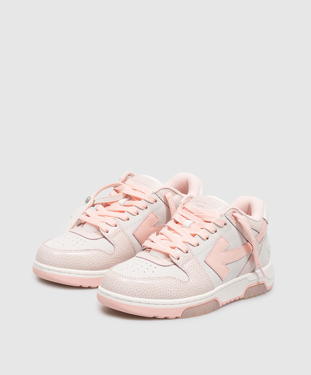 Off-White Розовые кожаные кроссовки Out Of Office OF05737101 изображение 2